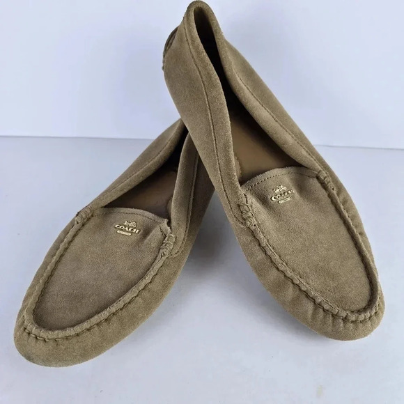 Coach Shoes - Coach Amber Camel Suede Loafers Size 8.5 Slip Ons